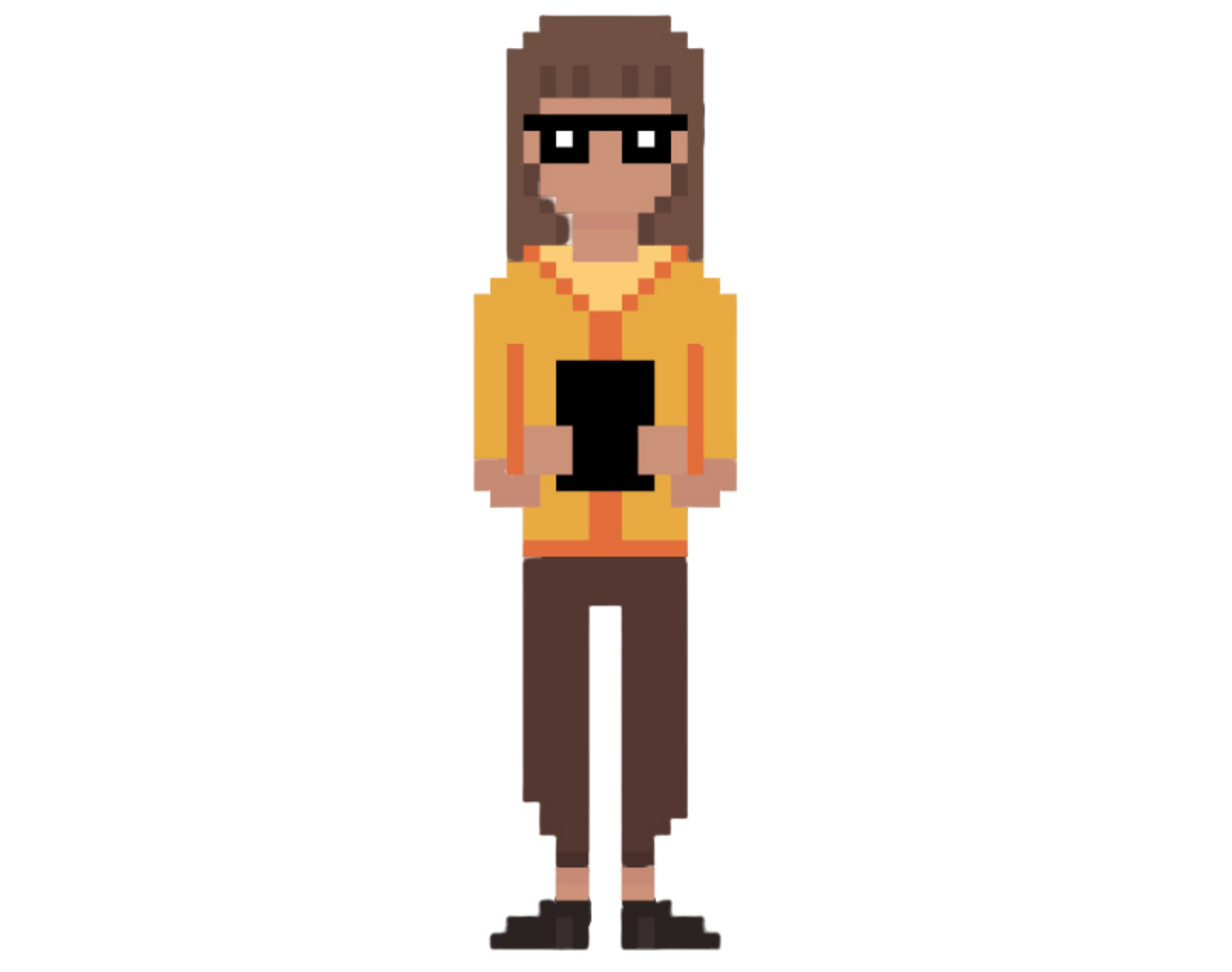 Pixel drawing of a girl using a phone