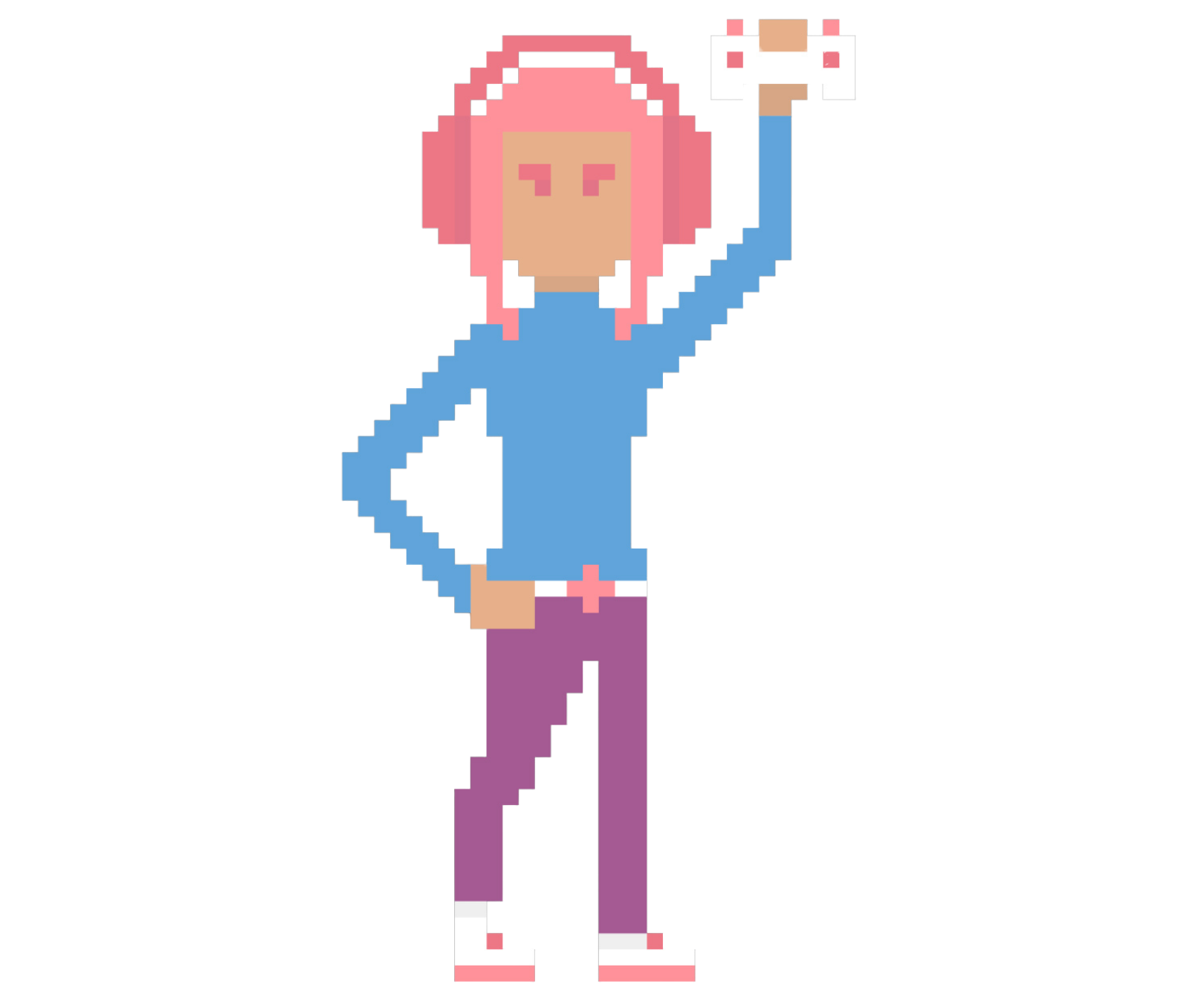 Pixel drawing of a girl lifting a dumbbell