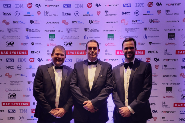 Paul Gartside, Rich Lee and Alex Warner at the National Cyber Awards